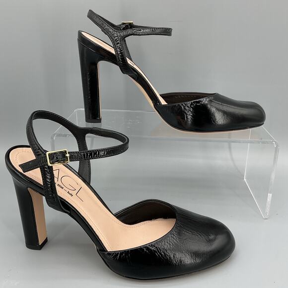 NEW AGL Milly H Block Heel Sandals Black Size 6 (36) - Picture 1 of 10